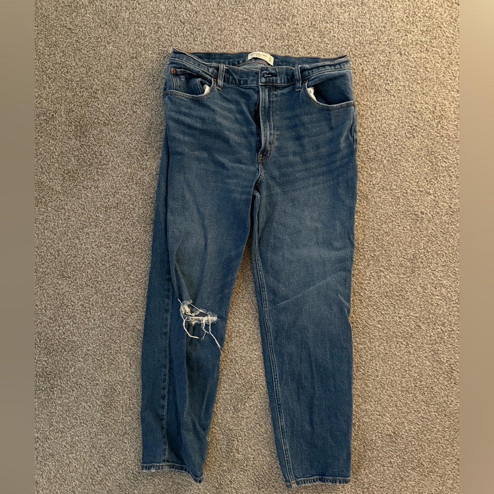 Abercrombie Blue Distressed Mom Jeans